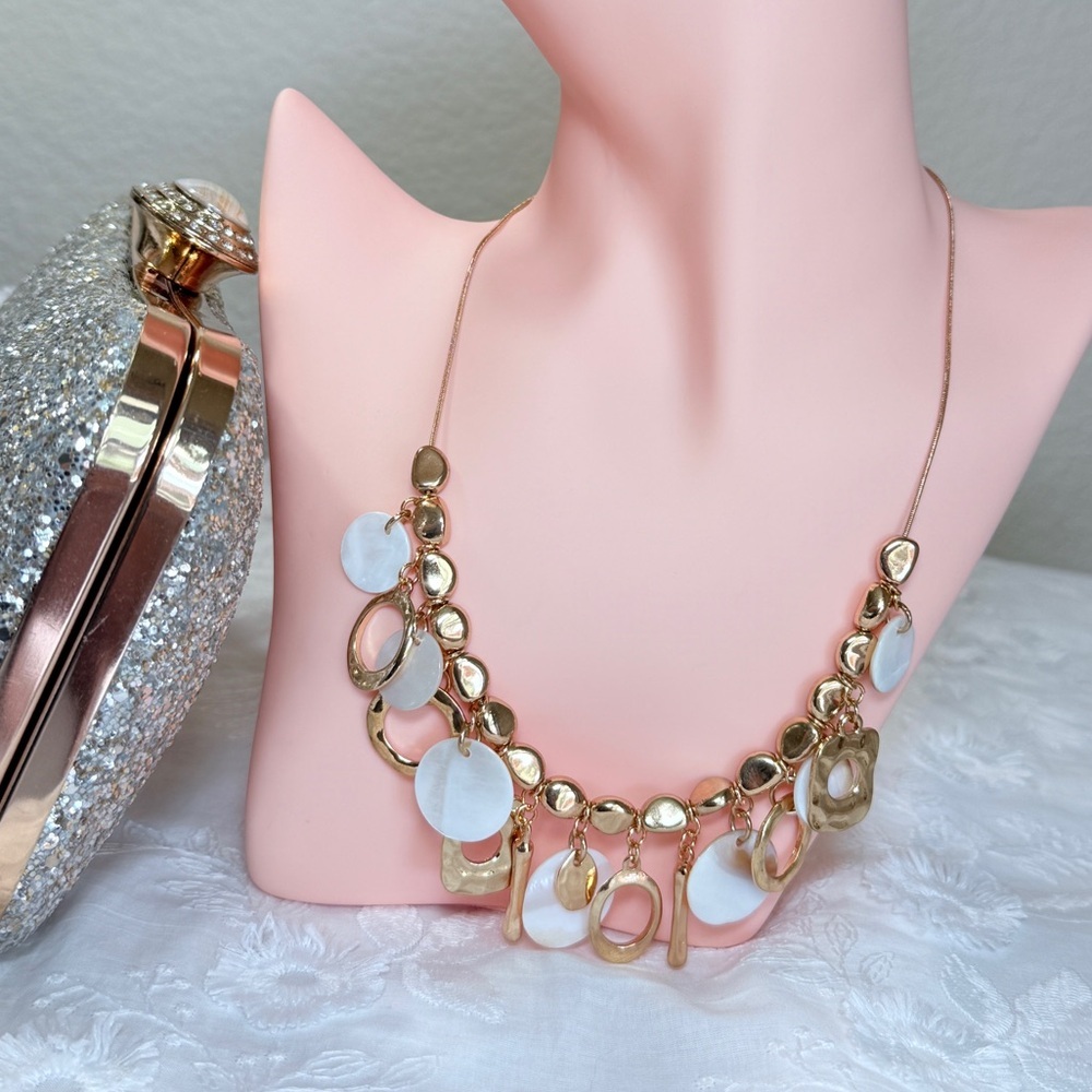 Gold and White Charm Necklace - Picture 6 of 9